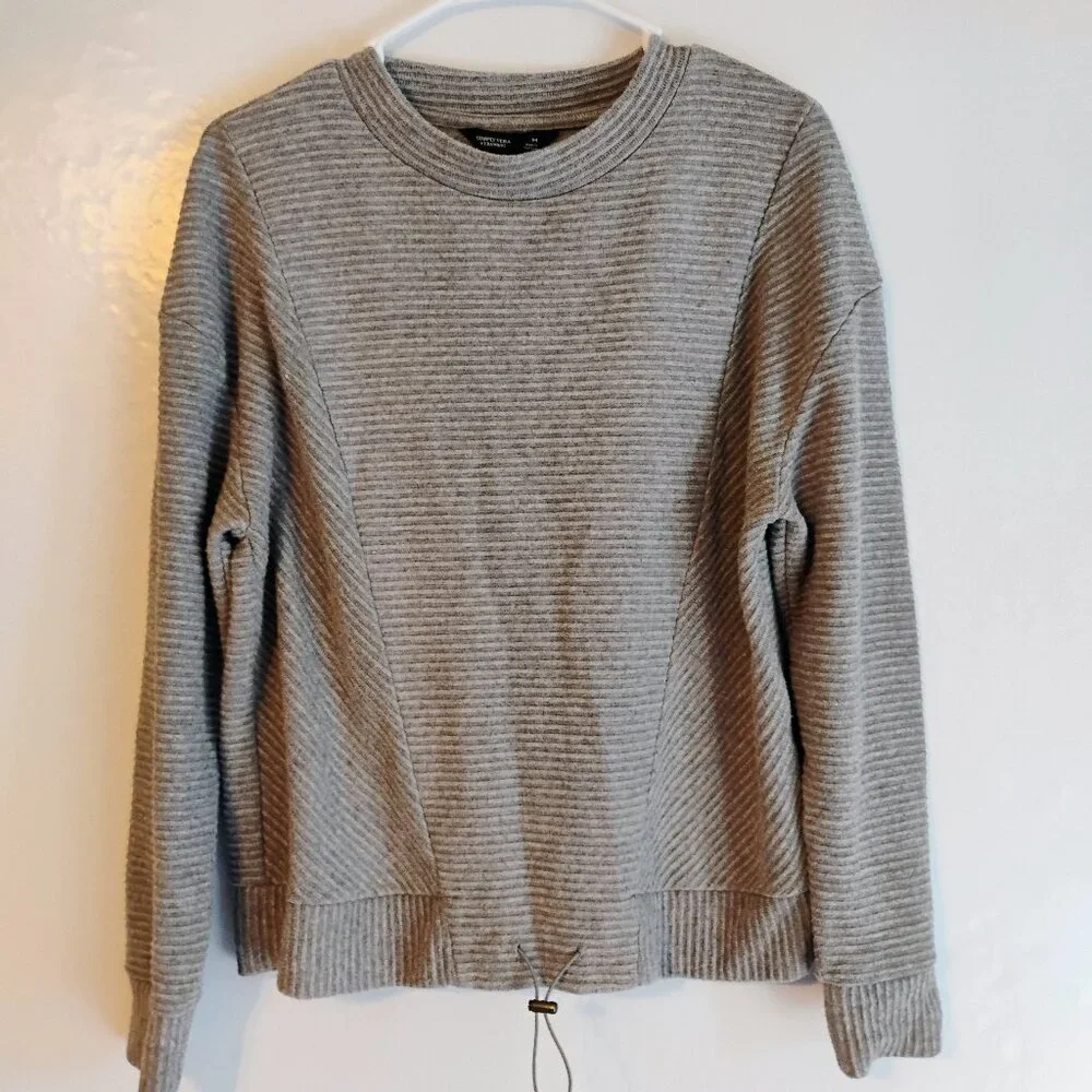 Simply Vera Vera Wang Gray Ribbed Knit Sweatshirt Pullover Size M